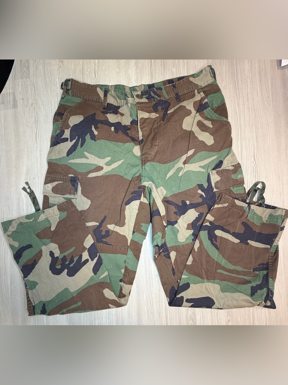 Military Woodland USGI Camo BDU Cargo Pants Small Long Vintage Combat Tactical